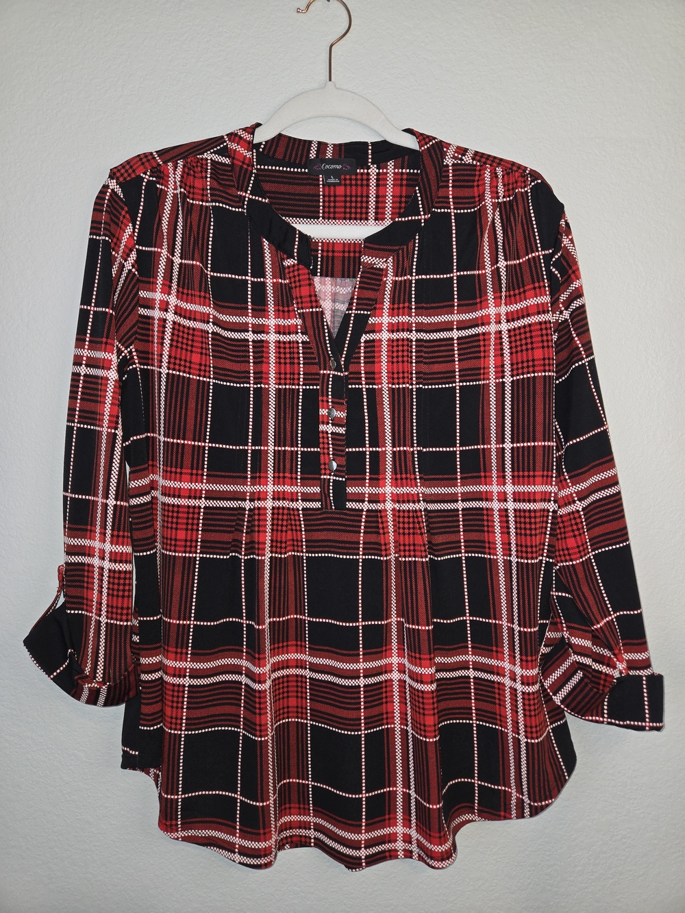 Cocomo Red and Black Plaid Button-Front Tunic